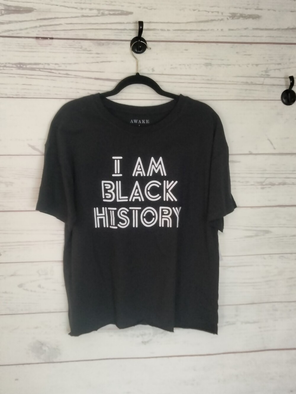 Awake Black Graphic Tee with White Statement Print
